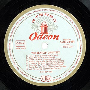 Beatles / White Odeon label / виниловая грампластинка на стену (арт.0014) ― STARINISM.RU