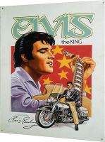 Табличка жестяная эмалированная "Elvis", с обьёмным тиснением, 30x45см (арт.055)