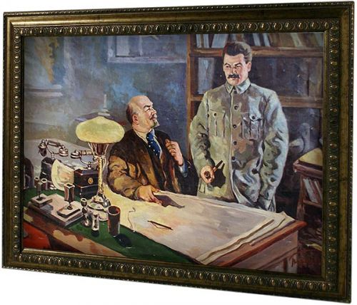 В.И. Ленин слушает советы И.В. Сталина / двойной портрет (арт.0105) ― STARINISM.RU
