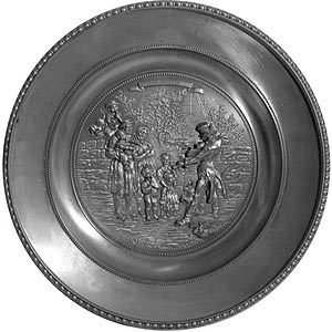 Тарелка оловянная настенная "Скрипач" (арт.058) ― STARINISM.RU