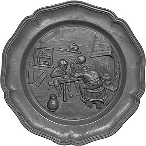 Тарелка оловянная настенная "Поздний ужин" (арт.082) ― STARINISM.RU
