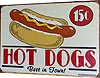 Табличка металлическая 30х40см "Hot Dogs 15c" (арт.065) ― STARINISM.RU