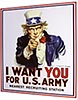 Табличка металлическая 30x40см "I Want You for US Army" (арт.134) ― STARINISM.RU